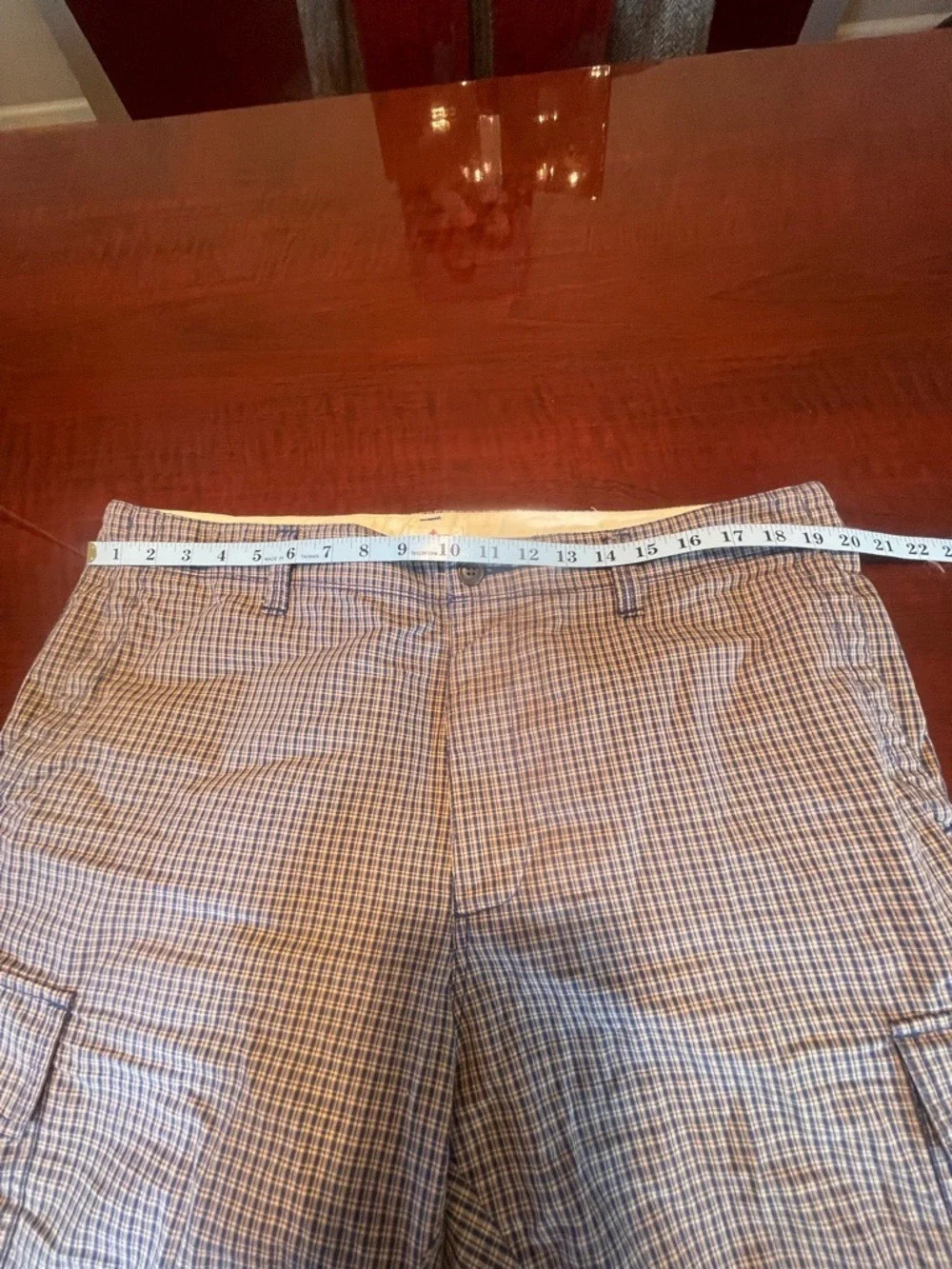 Dockers Men's 38 Blue Plaid Cargo Shorts Cotton Gorpcore Coastal Prep Dadcore